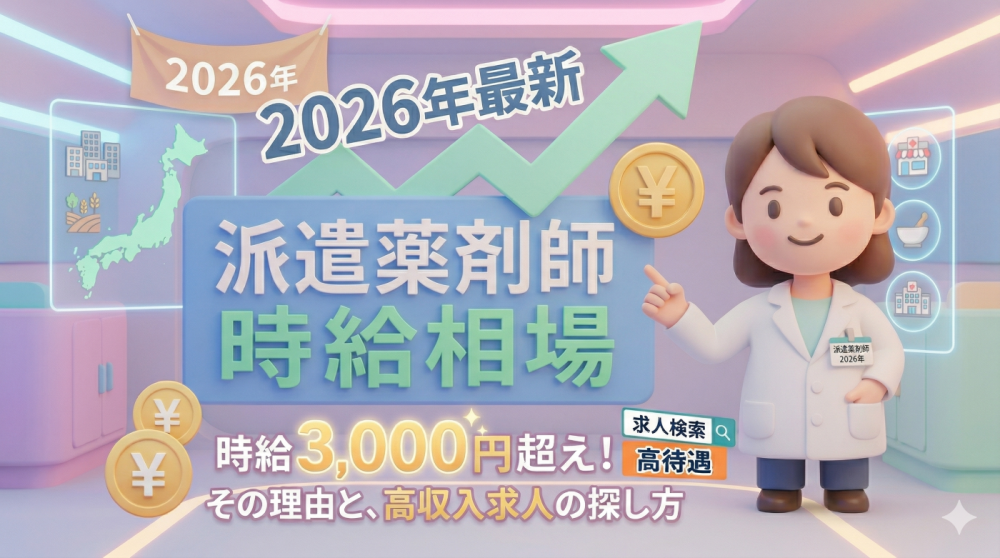 【2026年最新】派遣薬剤師の時給相場は?3,000円超えの理由と高収入求人の探し方を解説